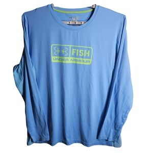 Under Armour Fishing Long Sleeve Shirt Mens 2XL Blue Loose HeatGear *FLAW READ*‎